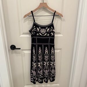 INC International Concepts Black Dress with White Embroidery